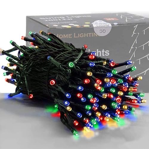 HOME LIGHTING 66ft Christmas Decorative Mini Lights, 200 LED Green Wire Fairy Starry String Lights Plug in, 8 Lighting Modes, for Indoor Outdoor Xmas