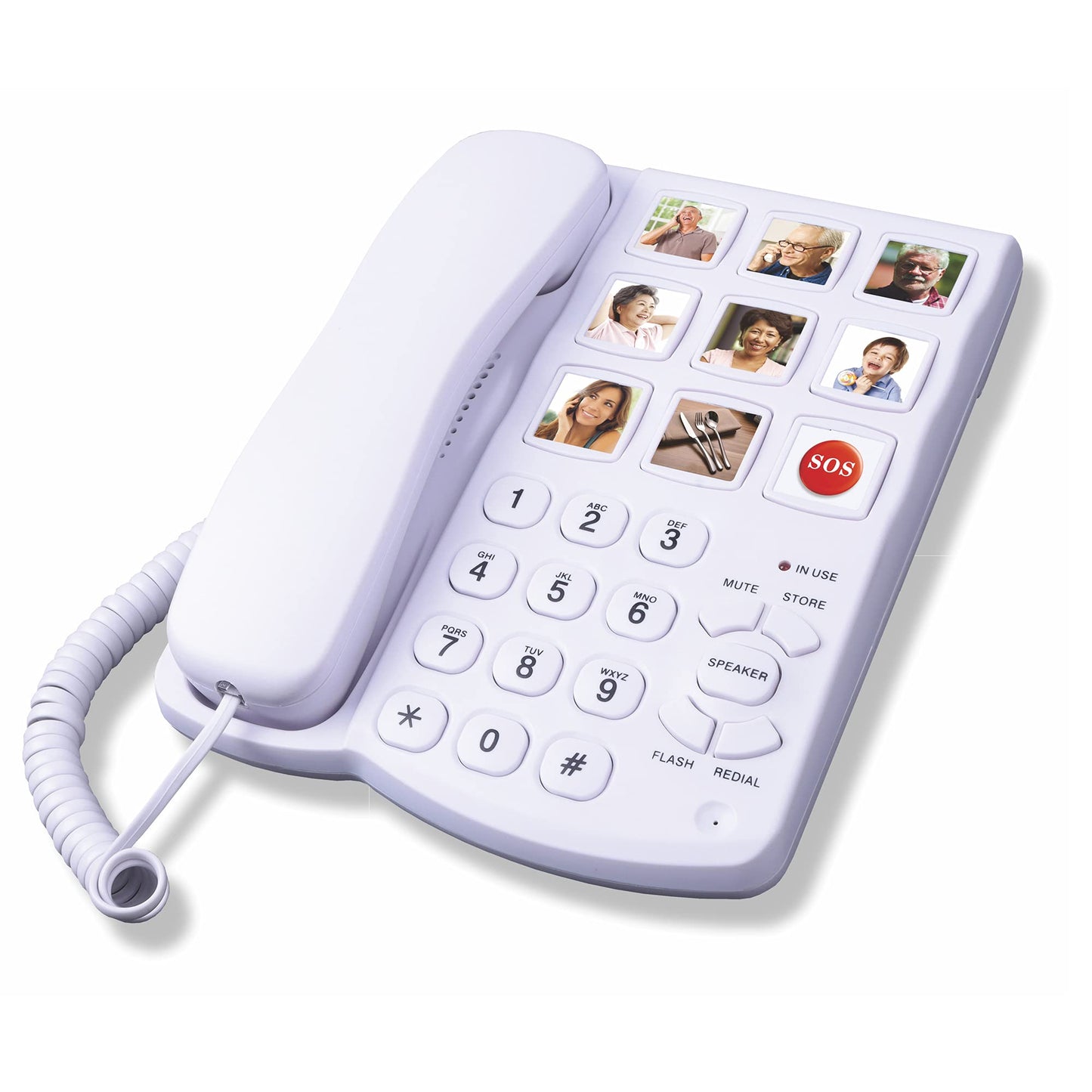 TelPal Big Button Phone with Speaker for Seniors, Corded Amplified Phone, Landline Phones with One Touch Memory for Old People, Easy to Read SOS