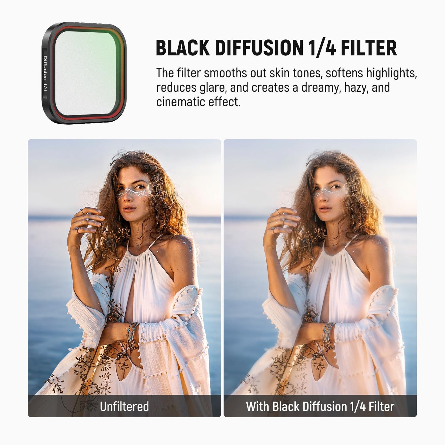NEEWER 1/4 Black Diffusion Filter Compatible with Insta360 Ace Pro Insta 360 Ace Pro 2 Cameras, Lens Accessories, NOT Compatible with Updated Version