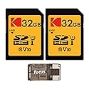 Kodak 32GB Class 10 UHS-I SDHC Memory Card (2-Pack) Bundle with Focus USB Card Reader (3 Items)
