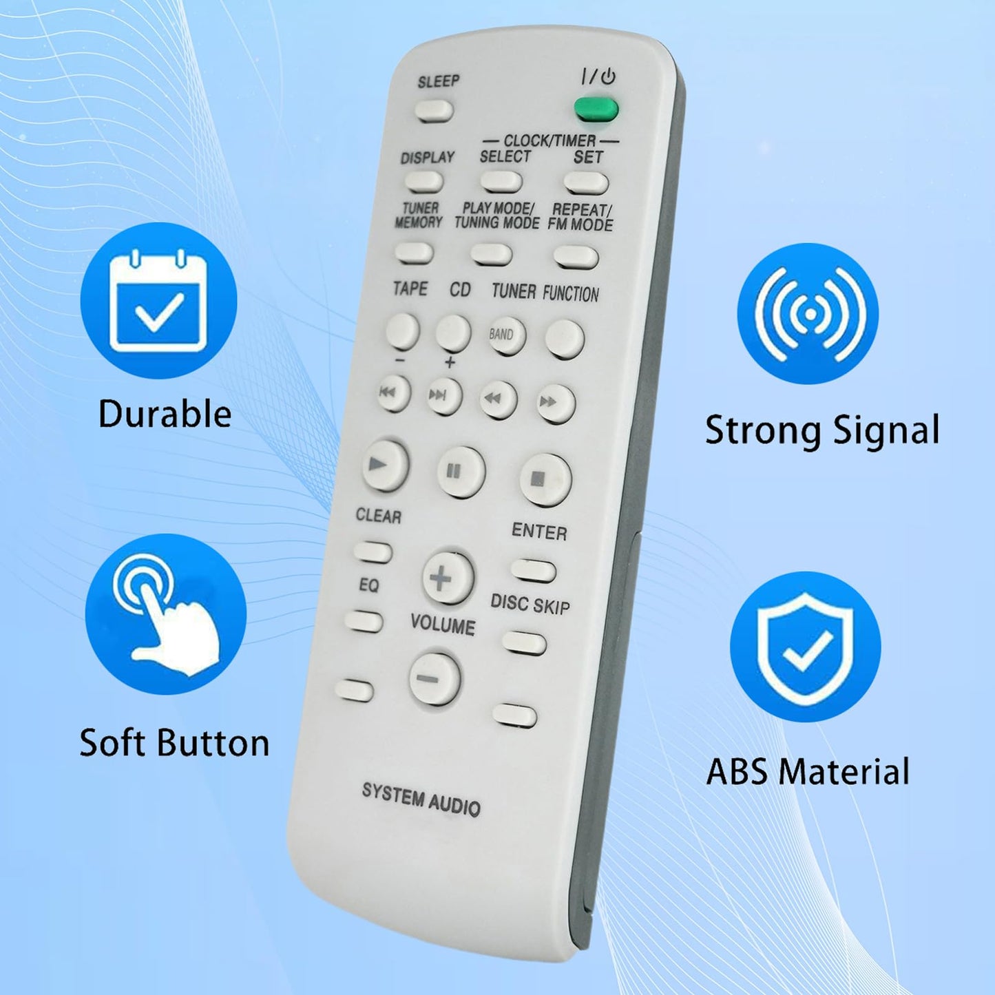 Replacement Remote Control Compatible for Sony MHC-EC78 HCD-EC78 RM-SC55 HCD-ZX6 Micro Hi-Fi Component System