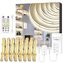 EMITEVER COB LED Strip Lights Kit,4000K Neutral White with Remote & 24V Power Supply,32.8ft Dimmable Tape Lights,High Density 3200LEDs,450+Lumens/m,Ra