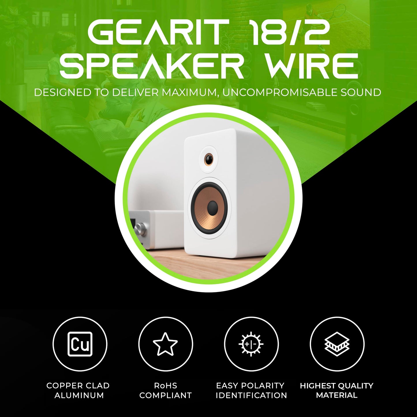 GEARit 18AWG Speaker Wire, Pro Series 18 Gauge Speaker Wire Cable (200 Feet / 60 Meters) Great Use for Home Theater Speakers and Car Speakers, Black