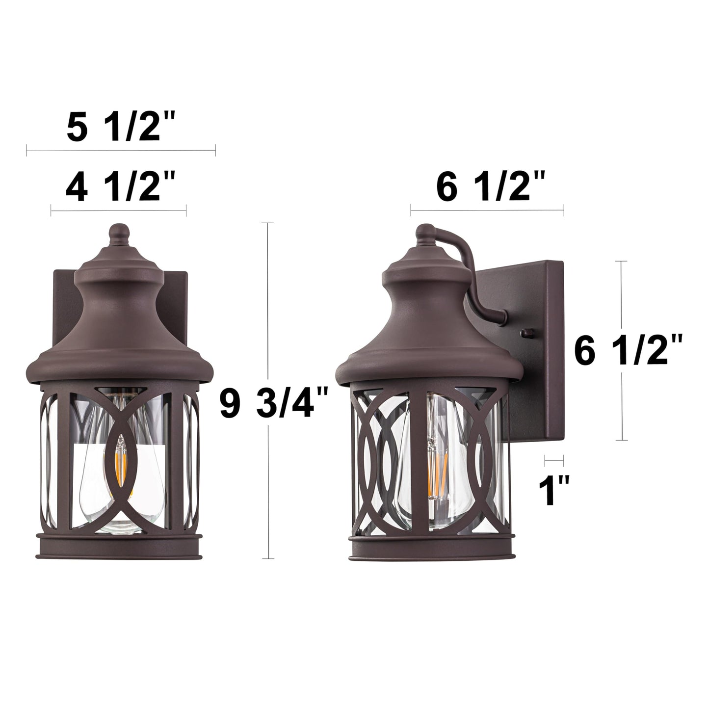 Laplusbelle 2-Pack Outdoor Wall Lights, Porch Lights, Waterproof Outdoor Wall Sconce, Exterior Light Fixture Bronze Finish with Clear Glass Shade