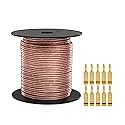 Knox Gear 16AWG Speaker Wire, 100ft with PVC Jacket & 24-K Gold Plated Speaker Banana Plugs, 5 Pairs, 16 Gauge CCA Wire and Brass Banana Plugs