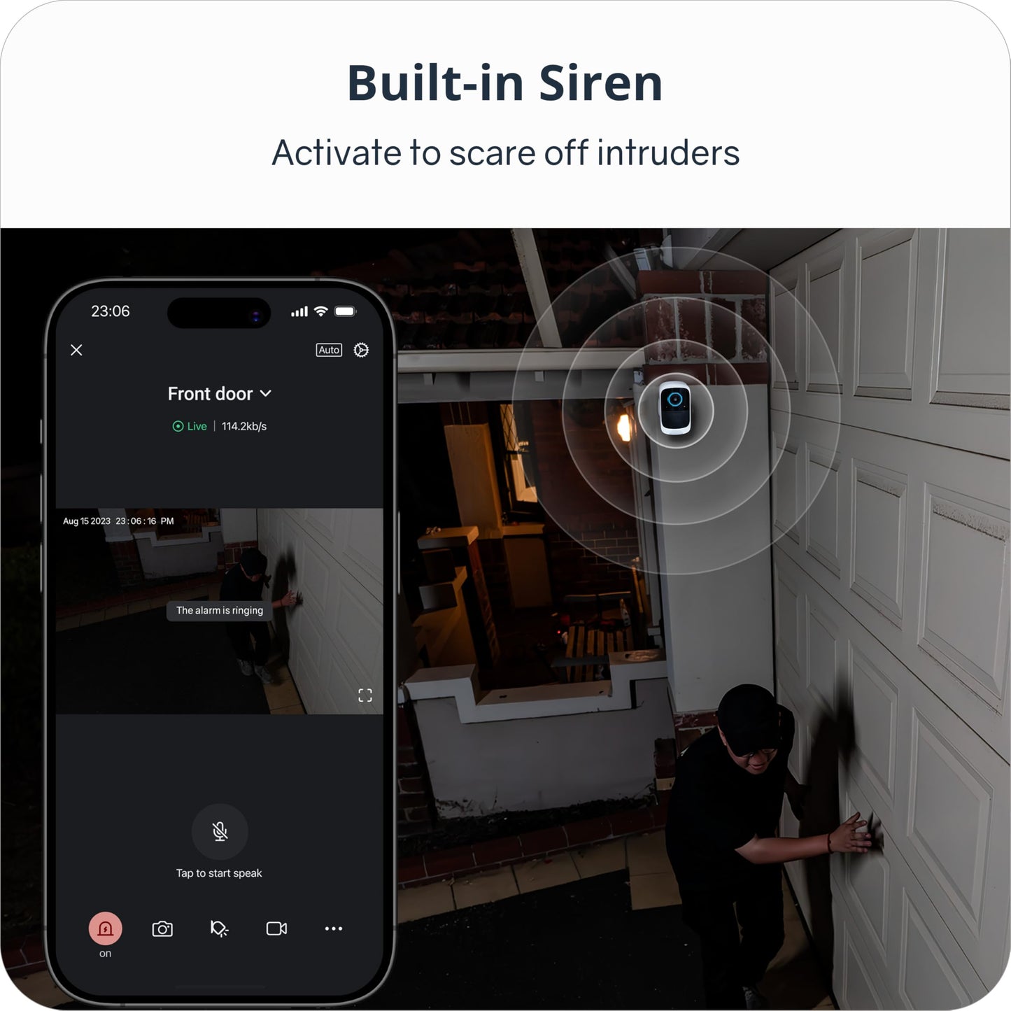 Safemo Add- on Wireless Security Camera(Works with Hub Only), 4K UHD Video, Color Night Vision, 2-Way Audio, AI Motion Detection, 180-Day Long Battery
