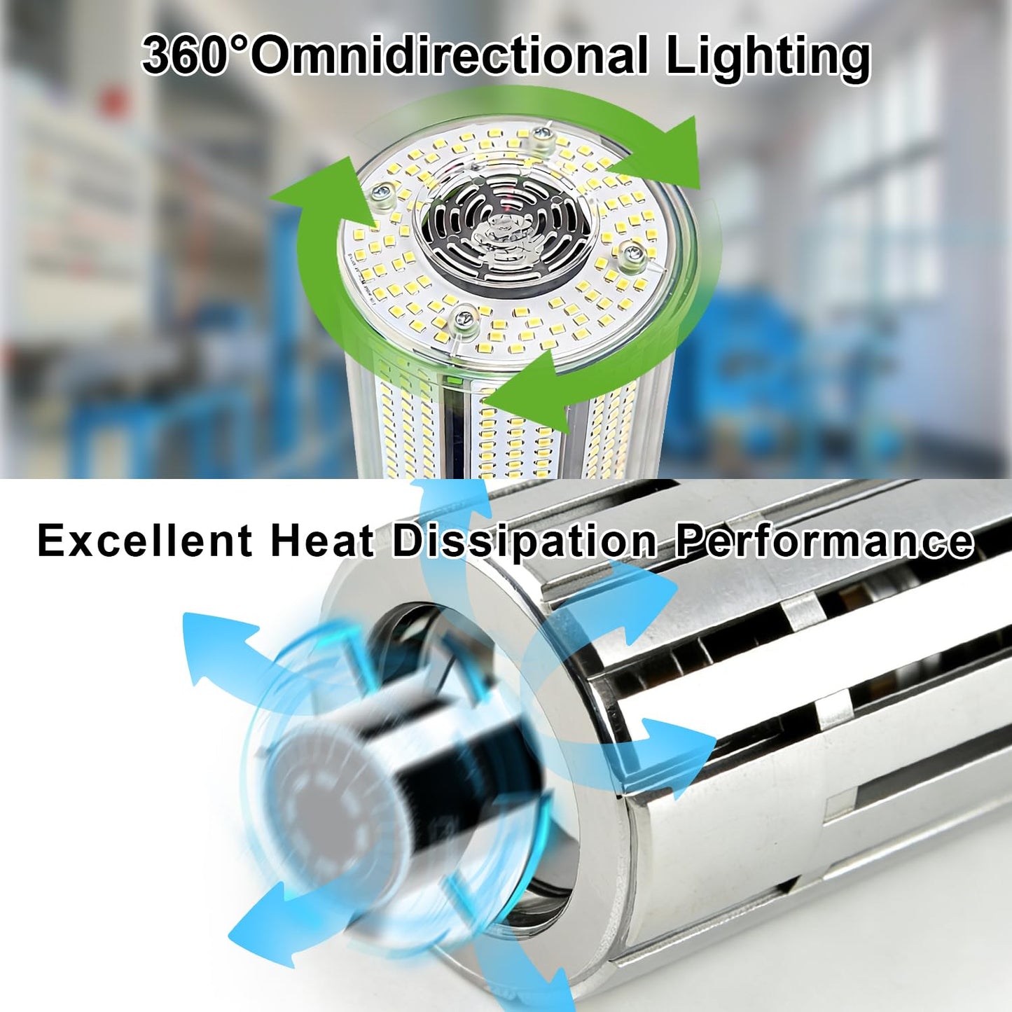 2 Pack 150W LED Corn Light Bulb 22500LM 5000K Daylight Super Bright LED Corn Bulbs, E26/E39 Base Light Bulb for Warehouse, Workshop, Garage, High Bay