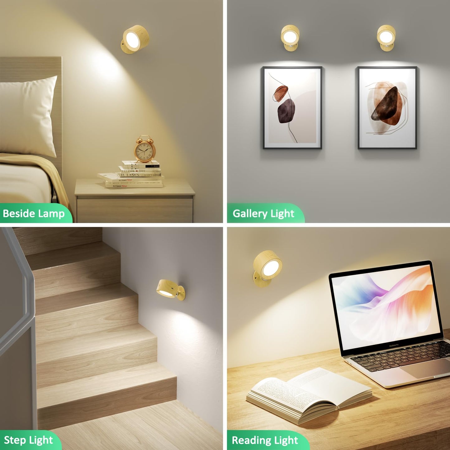 Lightbiz LED Wall Sconces, Wall Mounted Lamp 3 Pcs with Remote Rechargeable Battery Operated, 3 Color Temperatures & Dimmable Wall Lights Magnetic