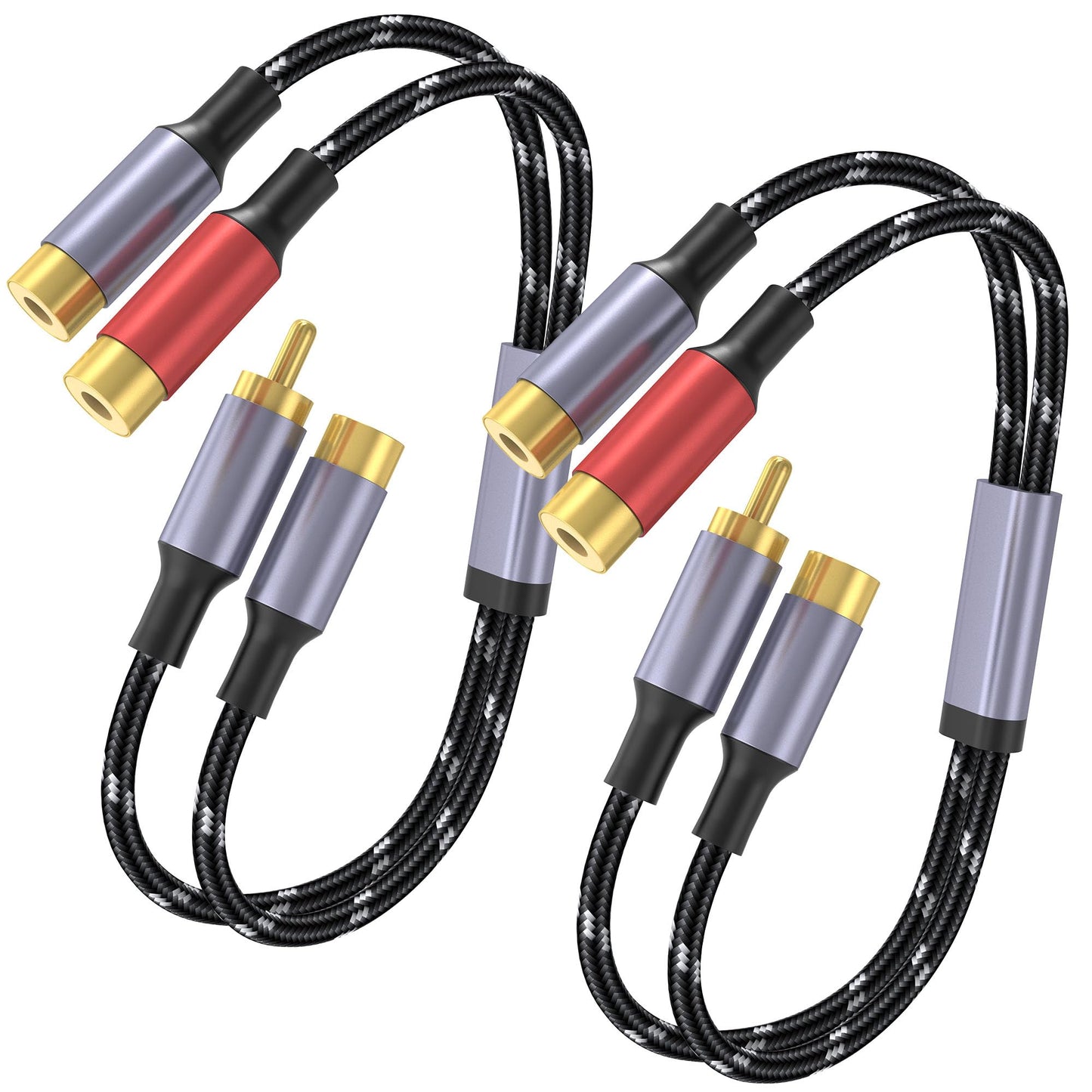 DCNETWORK RCA Splitter Y-Cable, 2IN1 RCAMale&Female to 2 RCA Female Audio Speaker Y Adapter, Short Audio Speaker Splitter Cable for Car, Subwoofer, CD