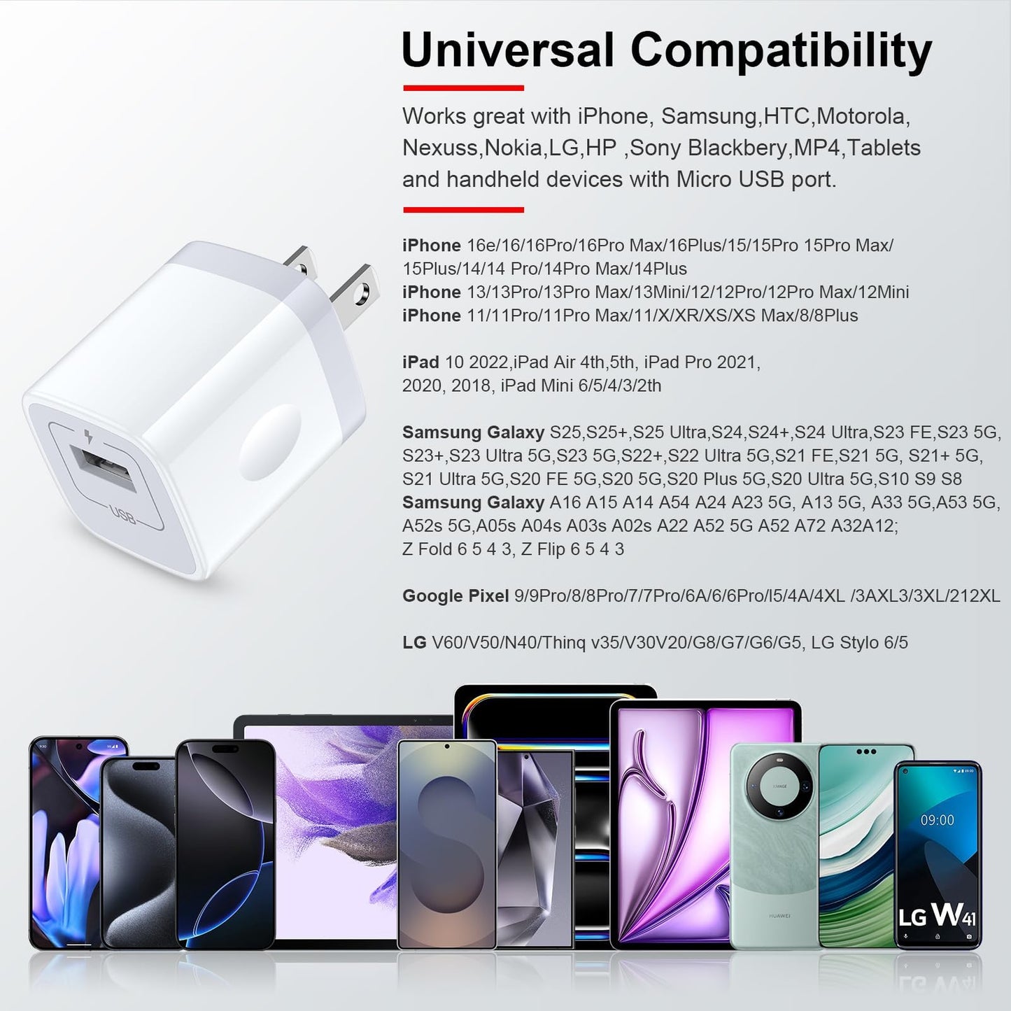 Charger Block for iPhone, Plug in Phone Charger, Sicodo 4Pack Single Port USB Wall Charge Fast Charging Adapter Cube Box for iPhone 16 15 14 13