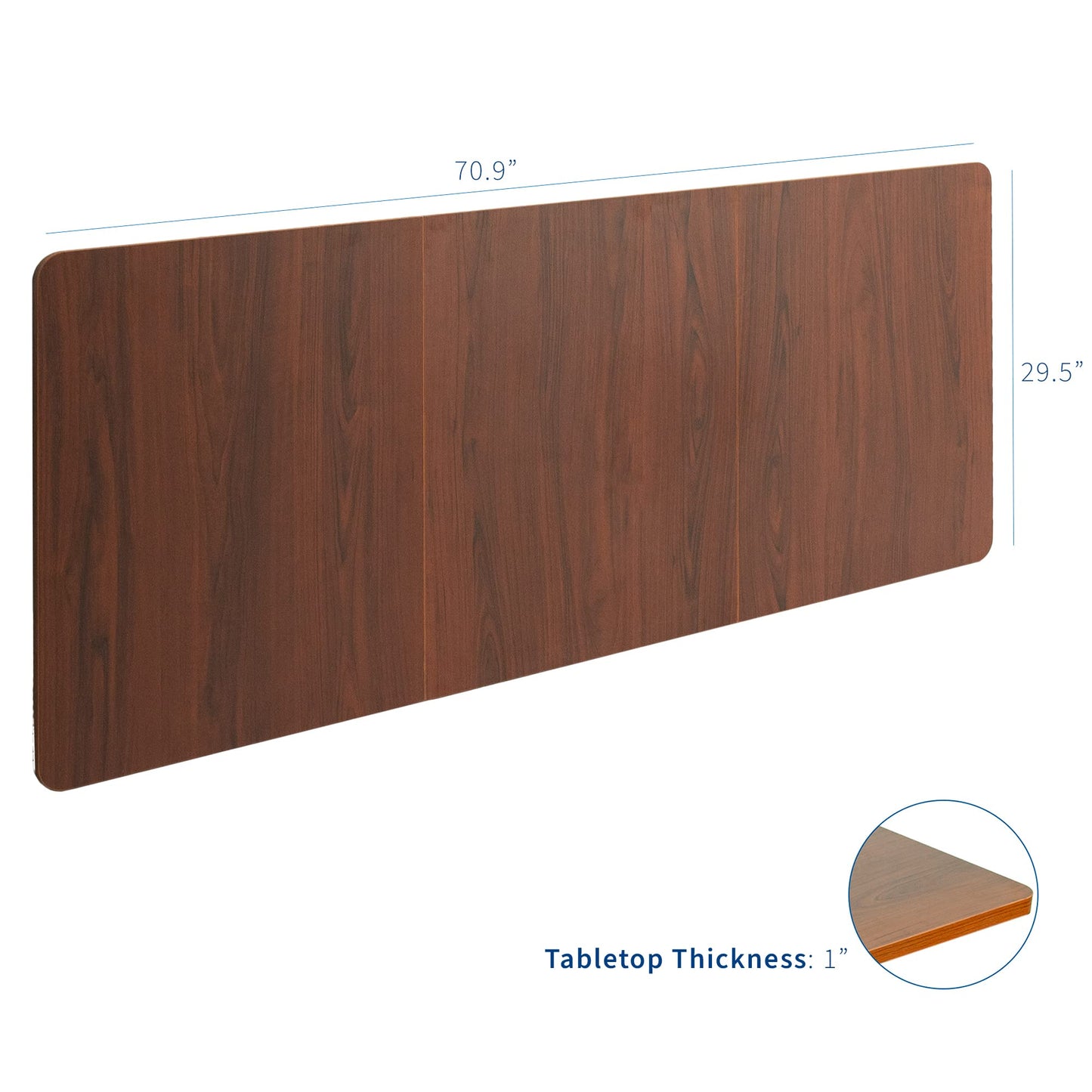 VIVO Universal 71 x 30 inch Table Top for Standard and Sit to Stand Height Adjustable Home and Office Desk Frames, Dark Walnut Desktop, DESK-TOP72-30D