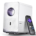 Aurzen Roku TV Smart Projector with Wifi and Bluetooth, D1R Cube Roku Streaming Experience Built-in, Sealed Optical Engine, 1080P FHD, DoIby Audio