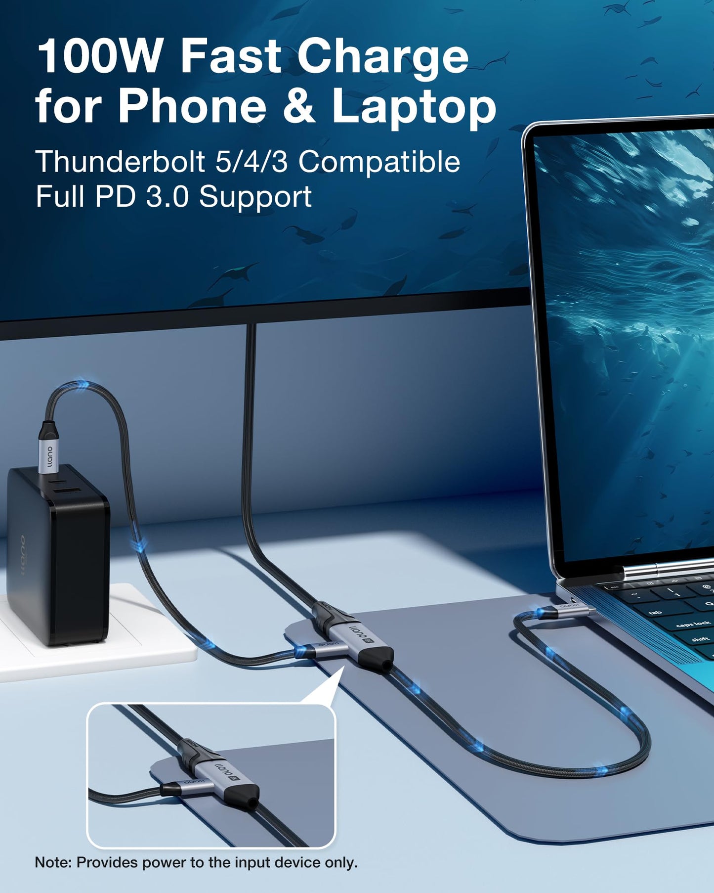 llano USB C to HDMI 2.1 Cable with 100W PD Charging, 8K@60Hz 4K@240Hz 2-in-1 Unidirectional Adapter Thunderbolt 5/4/3 Compatible, for MacBook, iPhone