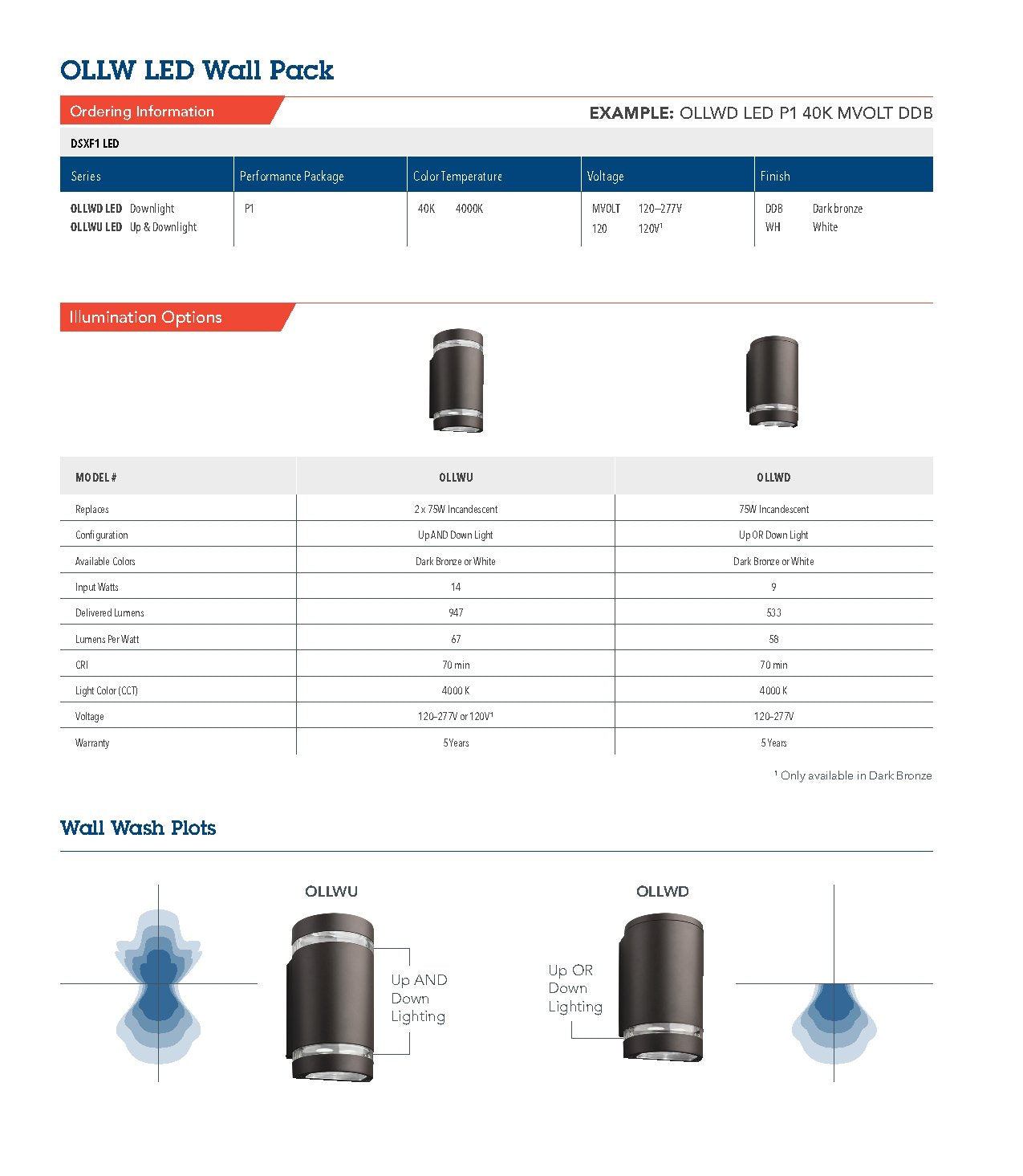 Lithonia Lighting OLLWD P1 40K MVOLT DDB M6 LED Outdoor Cylinder Downlight 4000K, 9W, Dark Bronze
