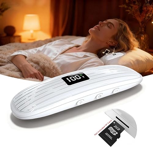 ByteWave Bone Conduction Under Pillow Sleep Speaker, Ultra-Thin Wireless Bluetooth 5.3 Mini Pillow Speaker with LED Display,TF Card,Auto-Off, Private