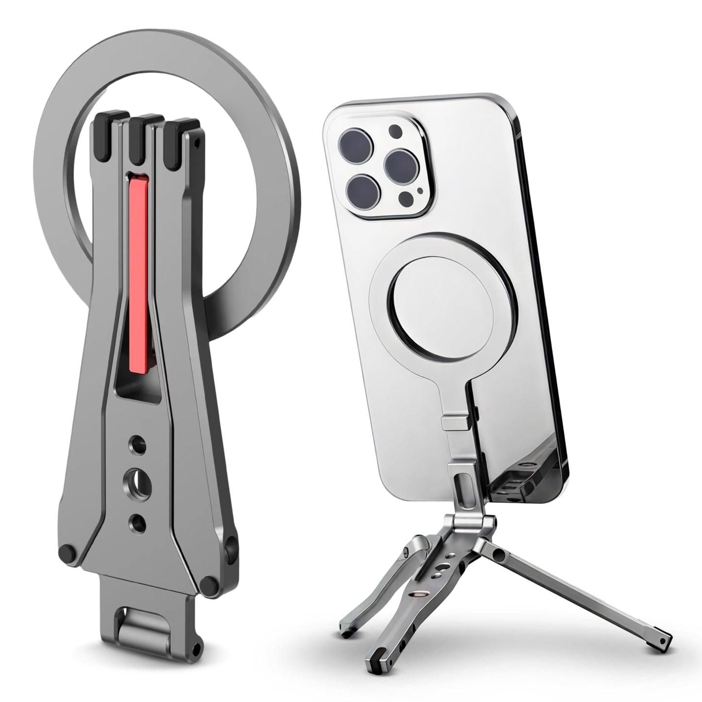 MagSafe Phone Stand for iPhone - Magnetic Foldable Aluminum Mount, Mini Travel Tripod Alternative for iPhone 12-17 (Compatible with MagSafe Cases)
