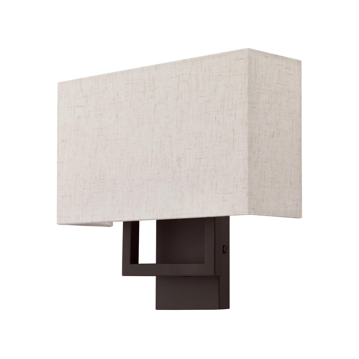 Livex Lighting 50994-07 Pierson Collection 2 Light Ada Wall Sconce, Oatmeal Fabric Outside, White Fabric Inside Hardback Shade, Bronze Finish
