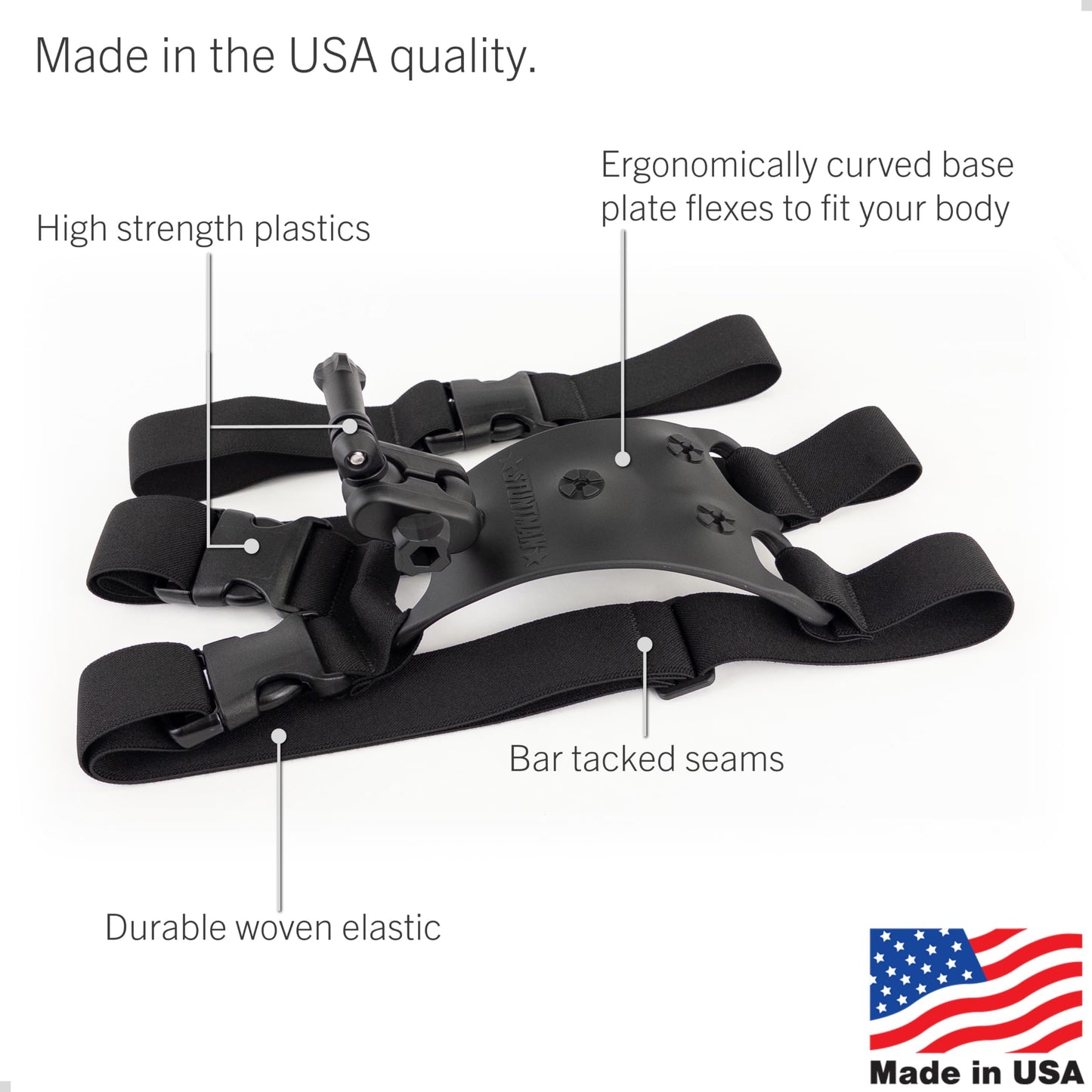 STUNTMAN 360 High Stability Shoulder Mount for Action Cameras - Fits GoPro, DJI Osmo (Action 5 Pro, 4, 3, 2), Insta360 (Ace Pro, Ace, ONE RS, ONE R)