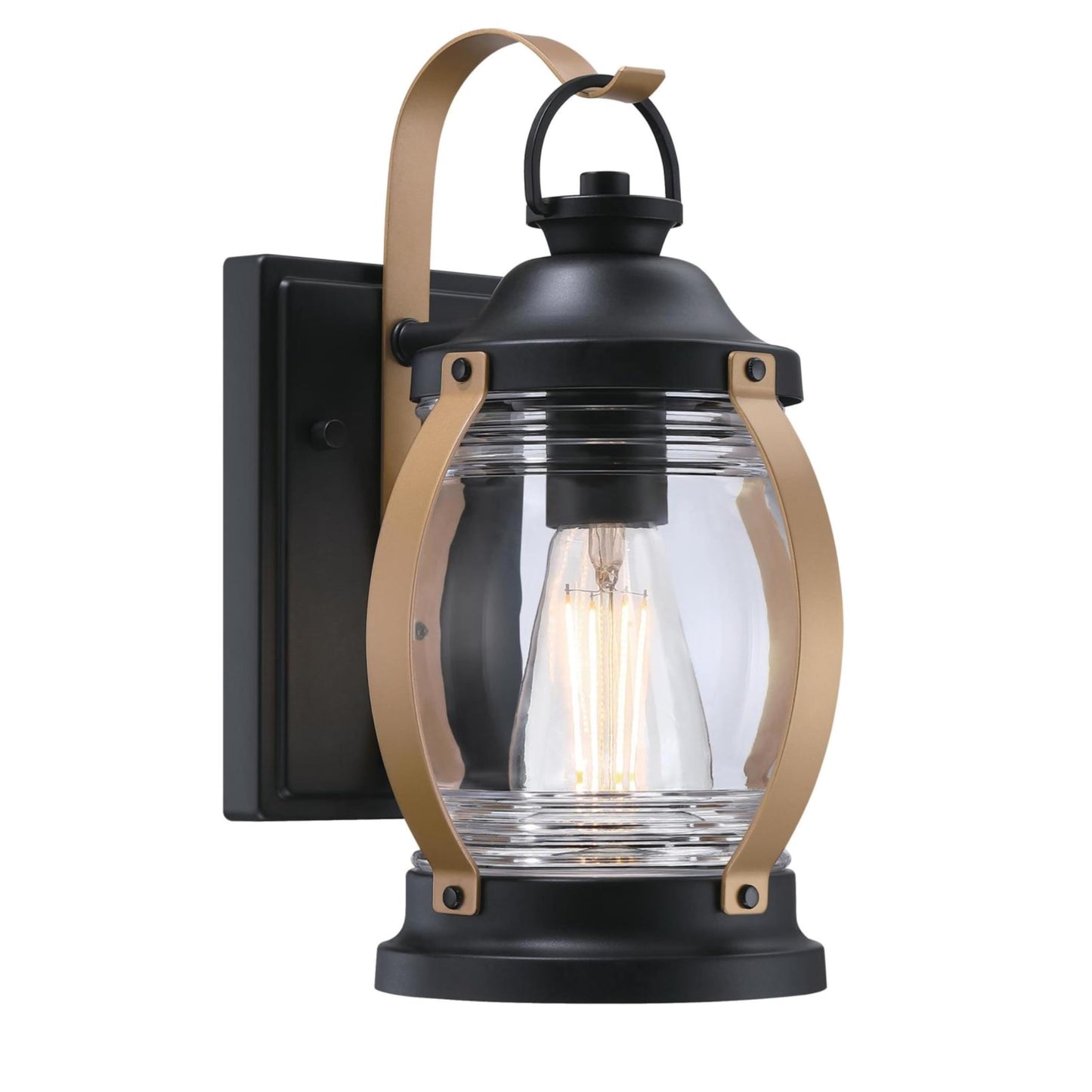 Westinghouse 61391EC Canyon Craftsman-Style One Light Outdoor Wall Fixture with Dusk to Dawn Sensor, Heirloom Brass Finish, Clear Glass