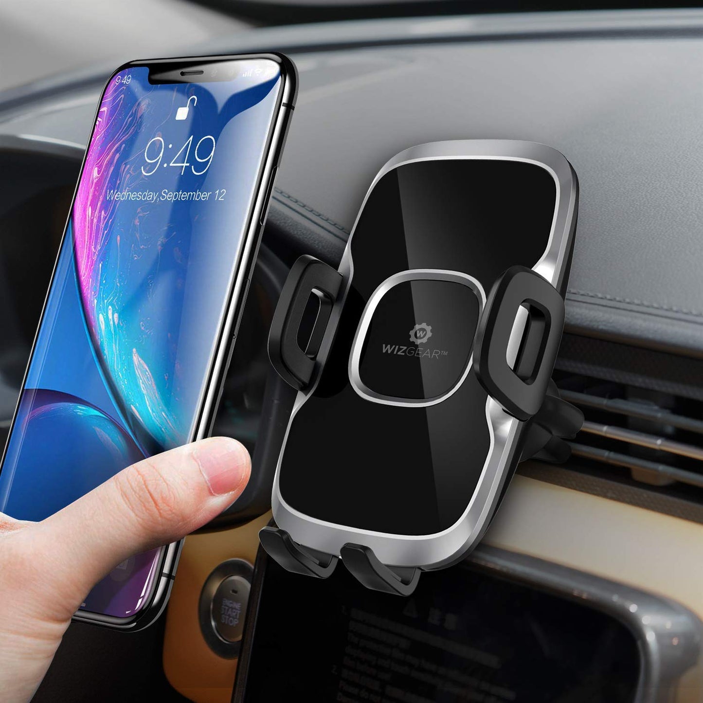WizGear Phone Holders for Your Car, Car Air Vent Phone Mount, Car Phone Holder with Twist Lock Hook Clip for A Strong Hold to Vent, Compatible