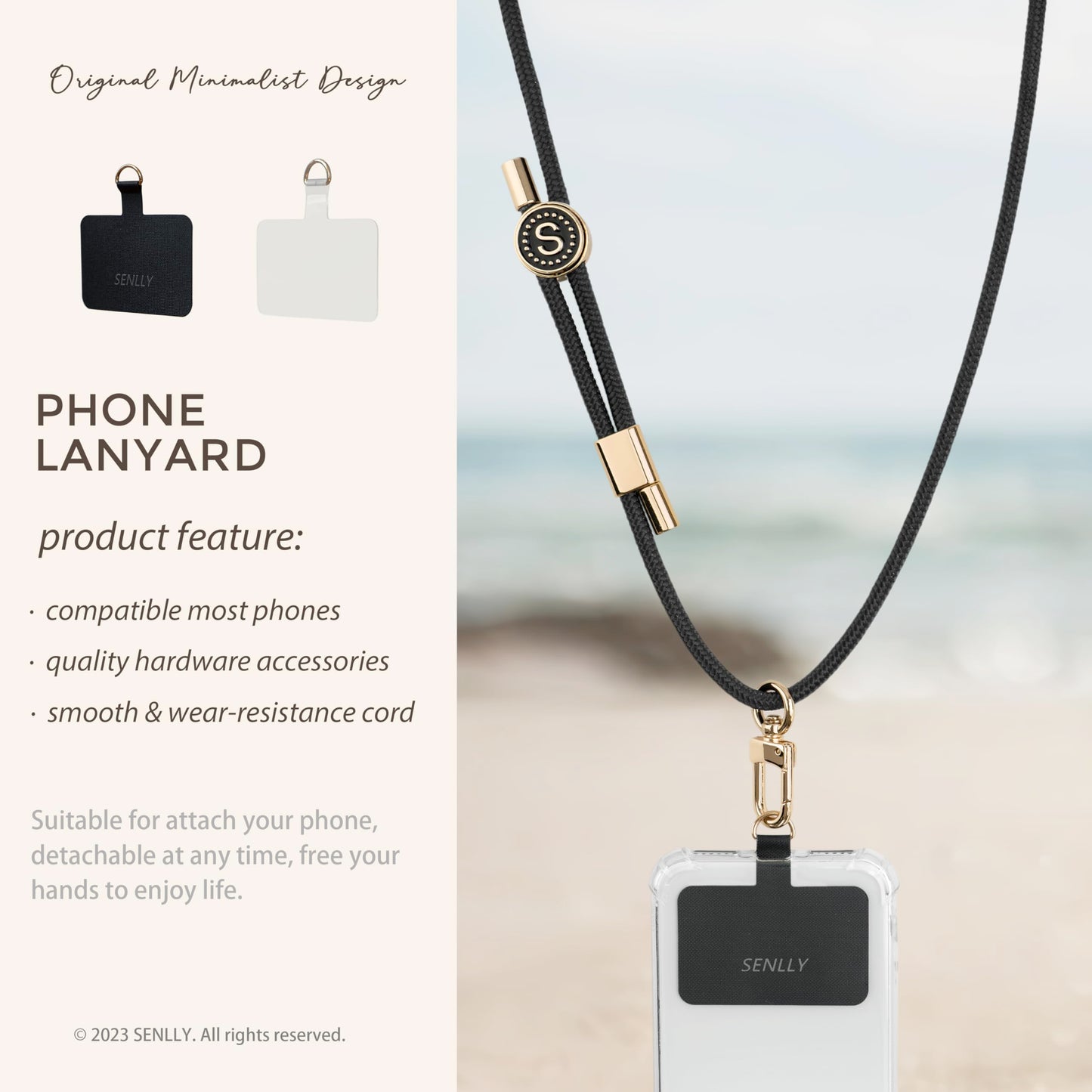 SENLLY Adjustable Cell Phone Lanyard with Ultra Thin Patch, Universal Neck Strap Compatible All Smartphone