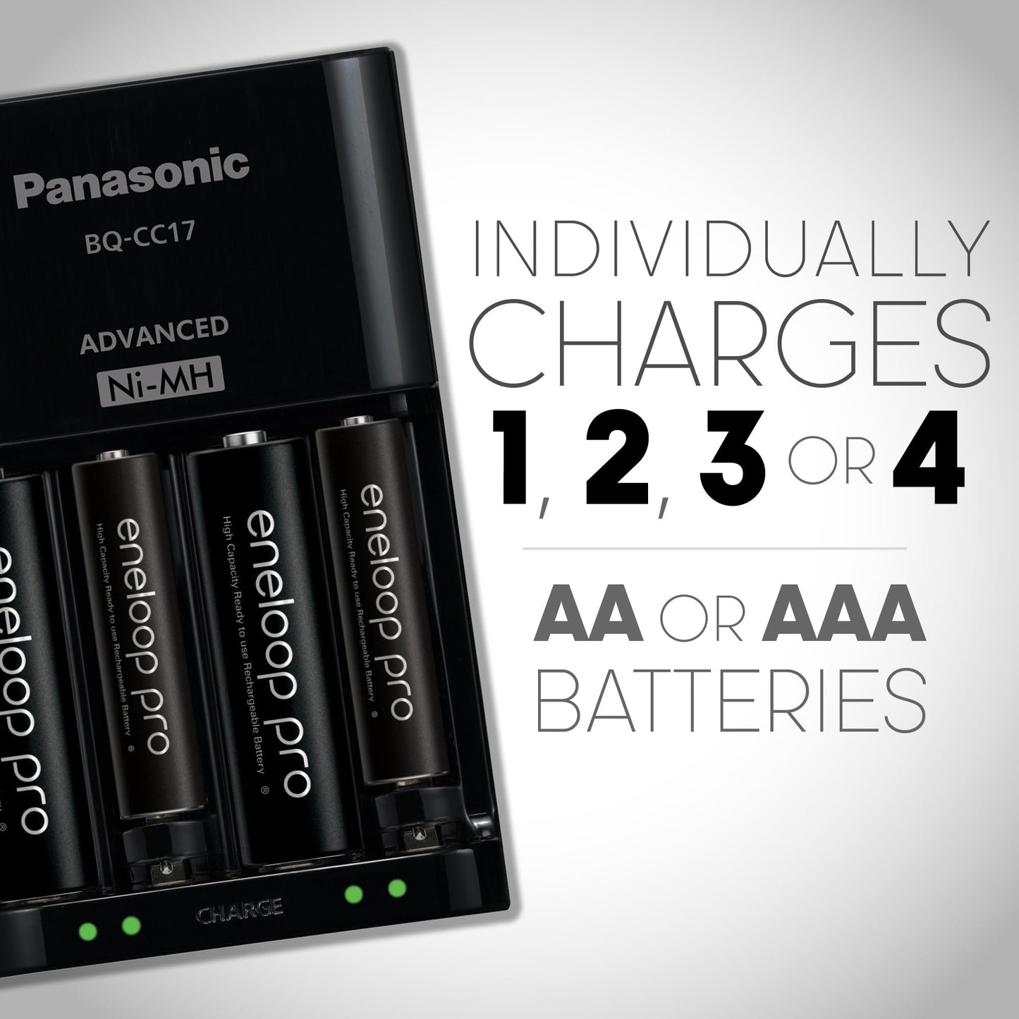 Eneloop Panasonic K-KJ17K3A4BA Advanced Battery Charger Pack with 4 AAA pro High Capacity Ni-MH Rechargeable Batteries