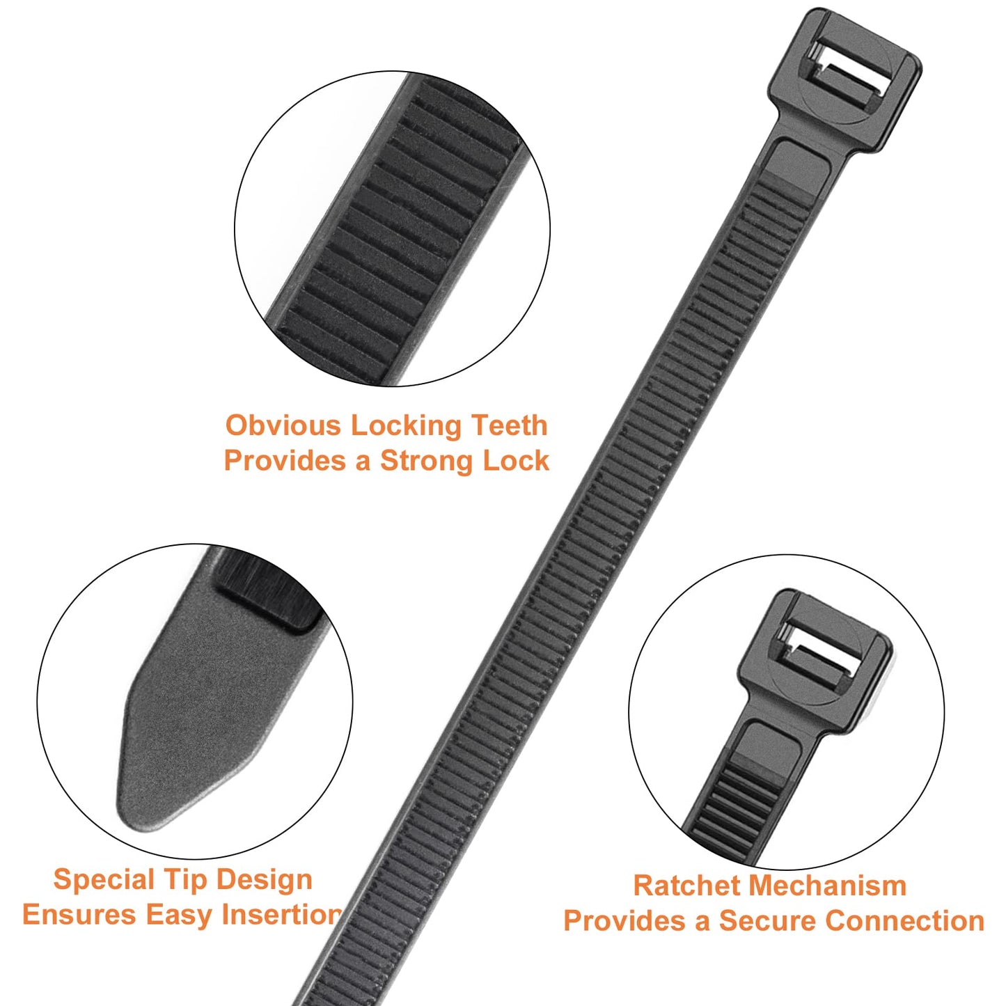OneLeaf Cable Ties 12 Inch Heavy Duty Zip Ties with 120 Pounds Tensile Strength for Multi-Purpose Use, Self-Locking UV Resistant Nylon Tie Wraps
