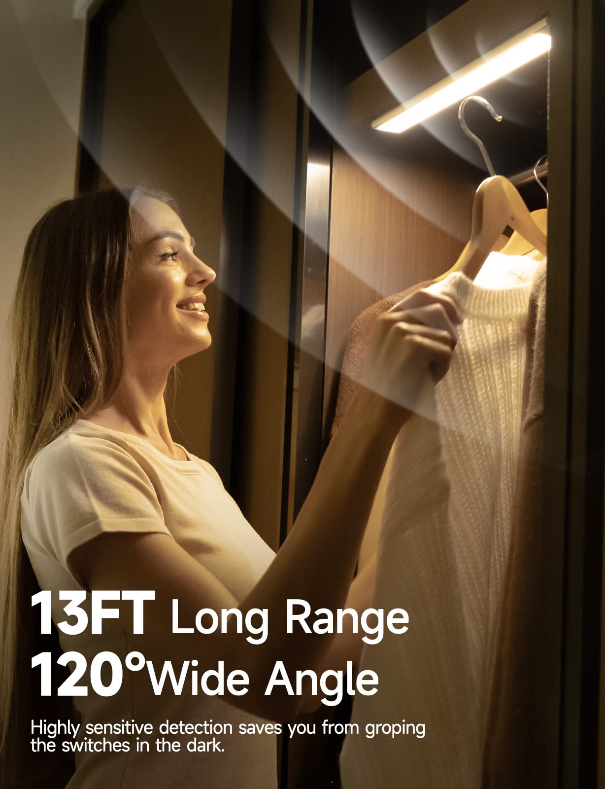 Under Cabinet Lights, Rechargeable Battery Operated Lighting, Wireless Motion Sensor Light Indoor,4 Modes Night Light, Stick-On Magnetic Closet Lights