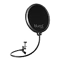 Blucoil Pop Filter Windscreen for Professional Handheld Microphones - Double Layer Screen with Flexible Gooseneck Clip and Swivel Mount for Podcasts