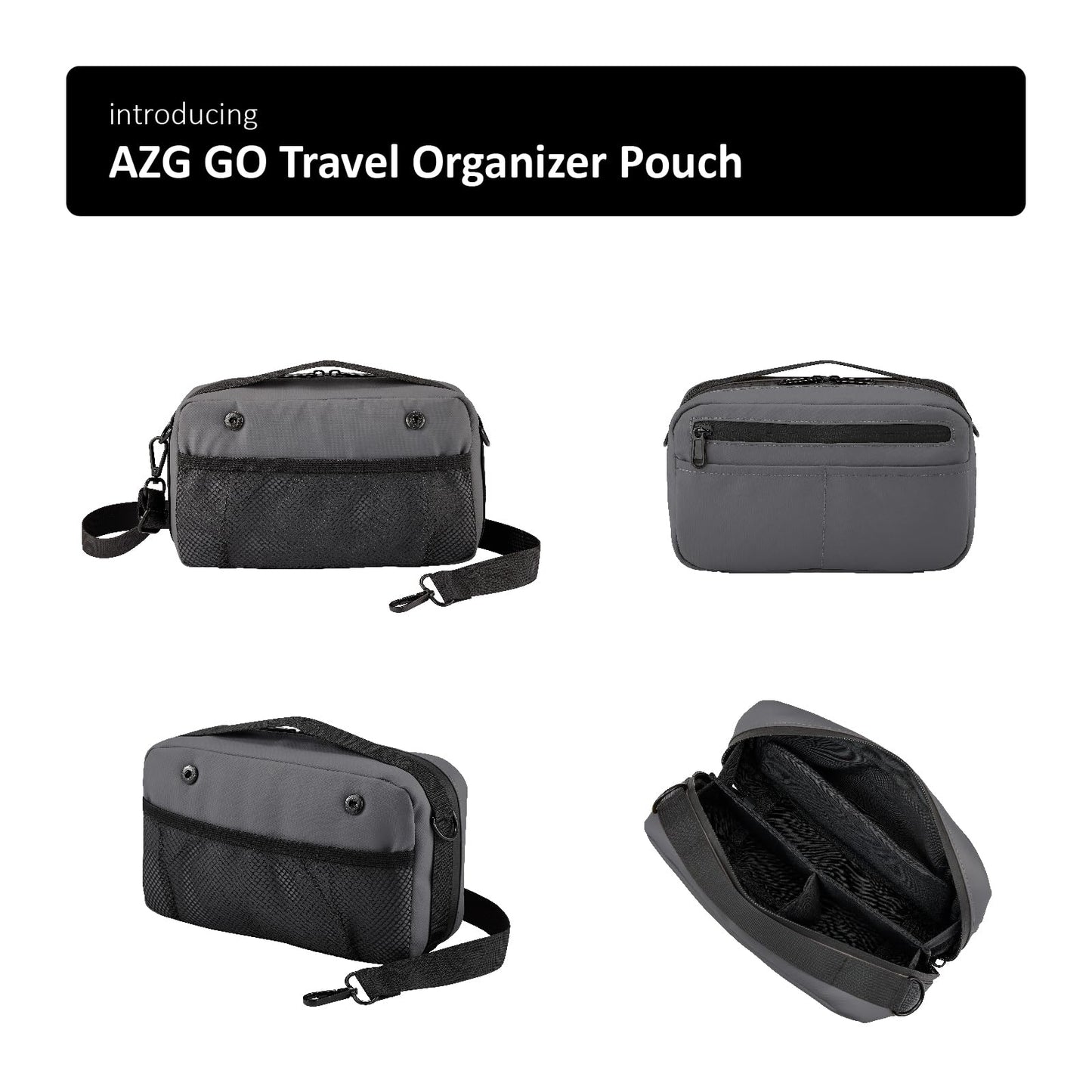 AZG GO Travel Organizer Pouch Electronic Accessories Carry Case Waterproof Double Layers All-in-One for Cord, Phone, Airpods, USB Flash Drive for Men
