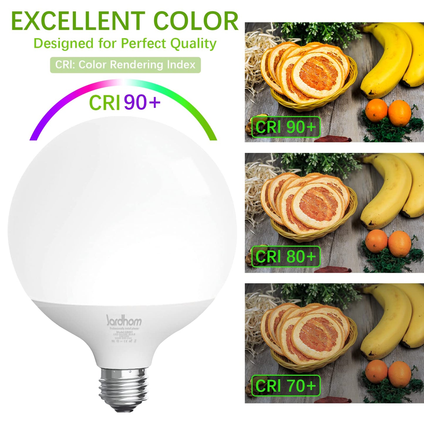 Jardhom Led Light Bulb, G120 Globe Light Bulbs, 18WLight Bulbs 3000k Daylight Dimmable Bulb, E26 BaseLarge Lamp,1800 Lumen, for Decoration Lighting