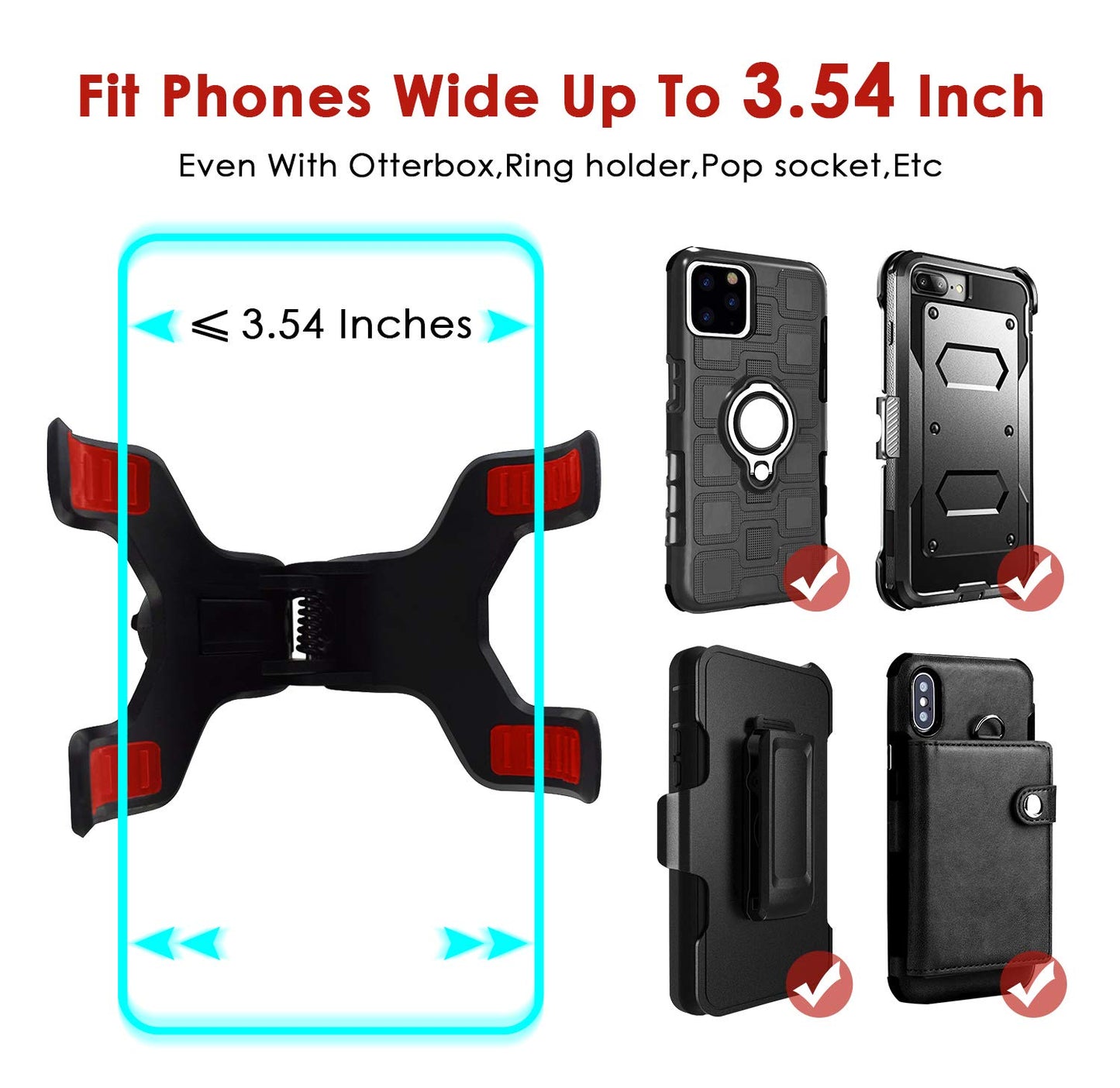 ivoler Car Phone Mount Windshield, Long Arm Clamp Universal Windshield with Double Clip Strong Suction Cup Cell Phone Holder Compatible with iPhone 15
