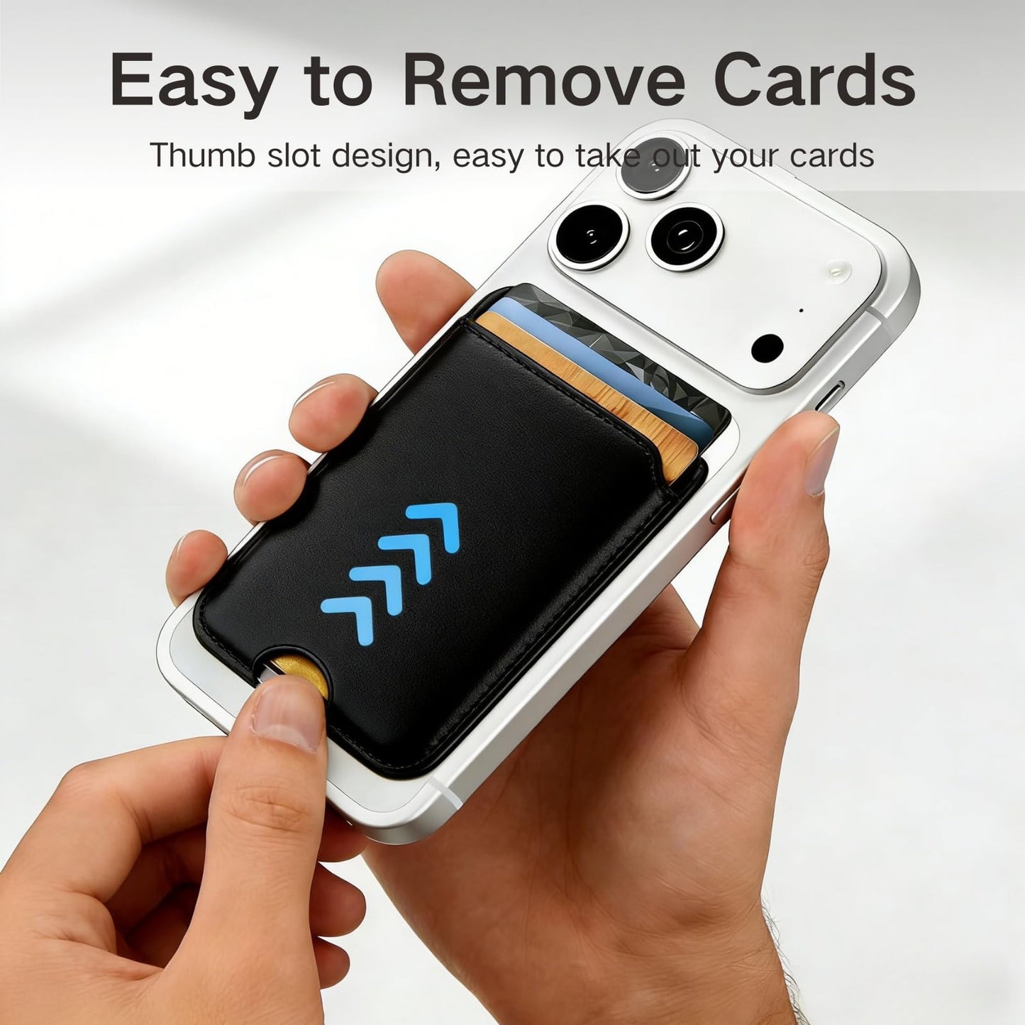 HBYPRO Leather Magnetic Phone Wallet 2 PACK Card Holder for iPhone 17/16/15/14/13/12 and Pro/Promax Stronger Magnet Phone Wallet for MagSafe Cases