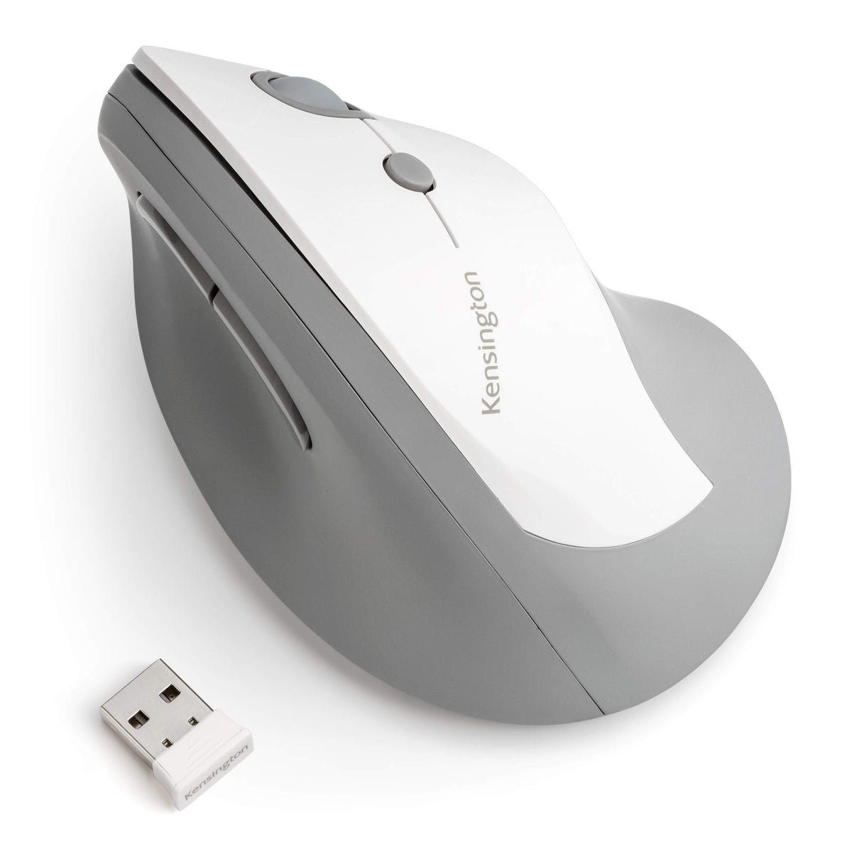 Kensington Pro Fit Ergo Vertical Wireless Mouse- Gray, White