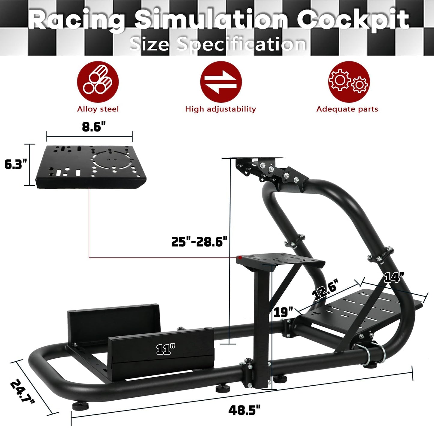 Hottoby G920 Racing Simulator Cockpit 50mm Round Tube Fit for Logitech,Fanatec,Thrustmaster T300RS TX G923 G27 G29 racing steering wheel race car