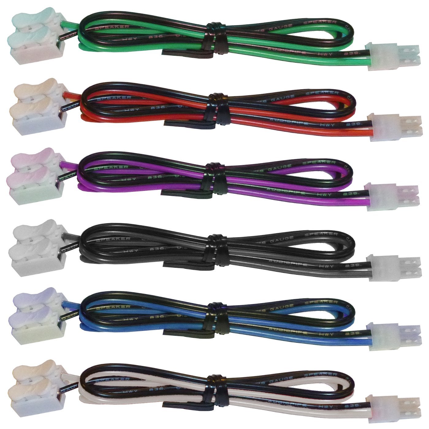 Digital Restock - 6 Home Theater Speaker Cables for Sony Samsung Etc / 4.2mm Connectors/Includes Tool-Free Wire Crimp Splices.