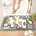 Tyrafry Cute Bath Rug 16 x 24 Cat Mat for Bathroom and Bedroom, Non Slip Absorbent Soft Microfiber Bathroom Mat Machine Washable Thick Plush Rugs…