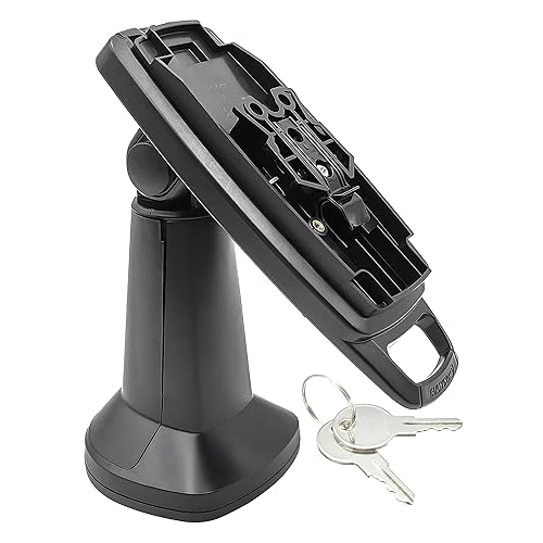 ENS Tailwind Ingenico Lane/3000/7000/8000 7" Latch and Key Lock Pole Mount Terminal Stand, Adhesive Installation, Black