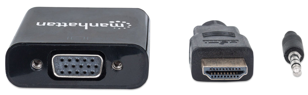 MANHATTAN HDMI to VGA Converter, Gold-Plated, Audio, Micro-USB Power