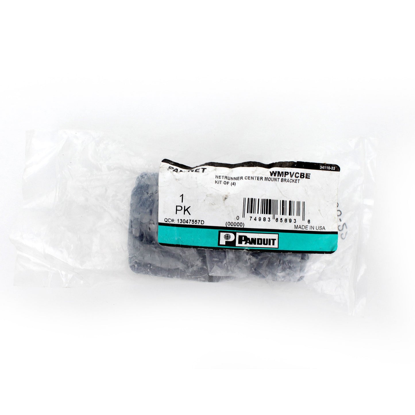 Panduit WMPVCBE Vertical Cable Management Bracket Kit, Black, 4-Piece, Black