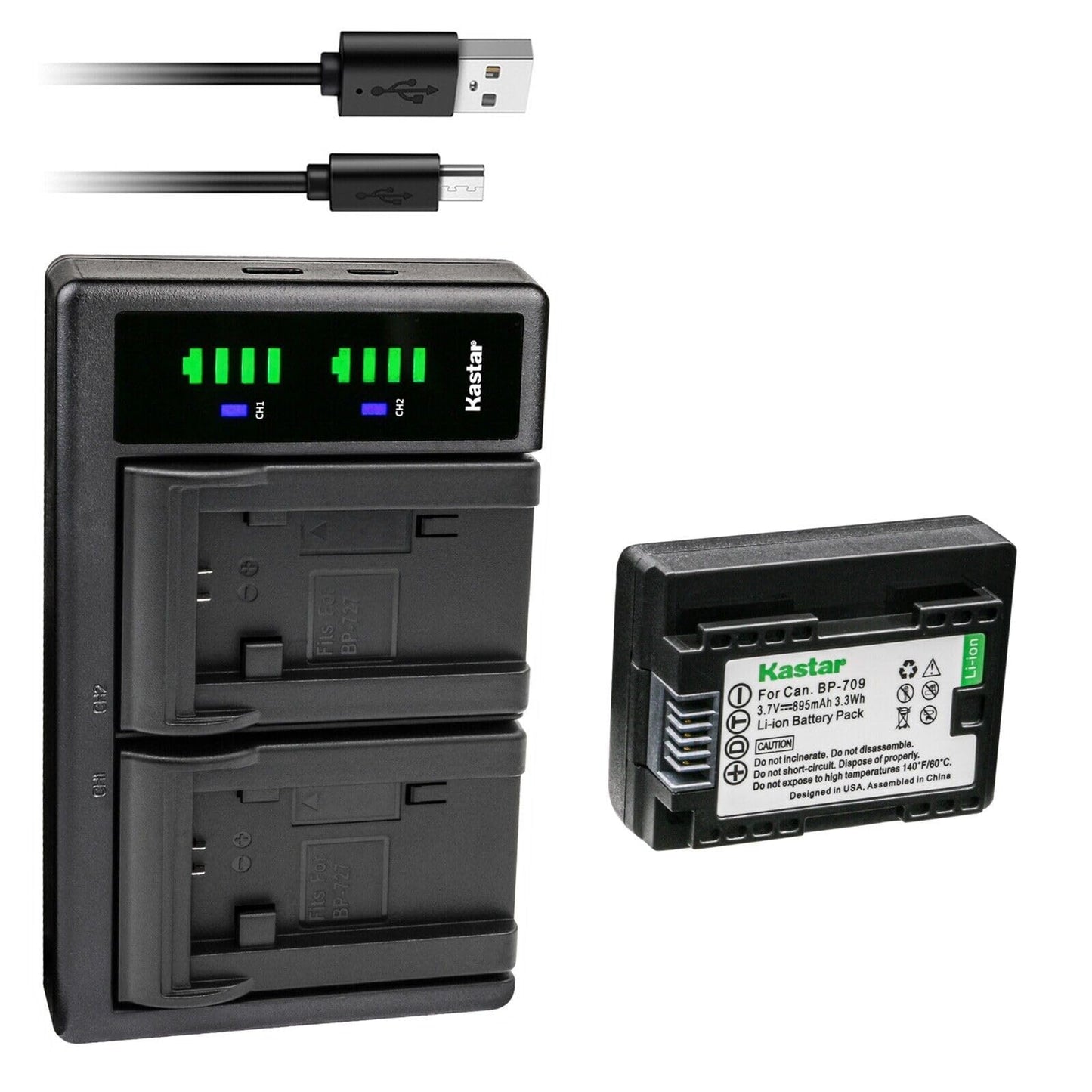 Kastar 1-Pack BP-709 Battery and LTD2 USB Charger Compatible with Canon VIXIA HF R600 HFR600, VIXIA HF R700 HFR700, VIXIA HF R800 HFR800, LEGRIA HF