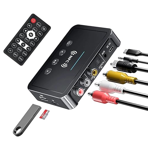 Bluetooth 5.0 Adapter, Bluetooth Transmitter and Receiver for Home Stereo Hi-Fi Audio with 3.5mm, RCA, Coaxial, Optical, NFC, Aptx-LL - for Home, Car