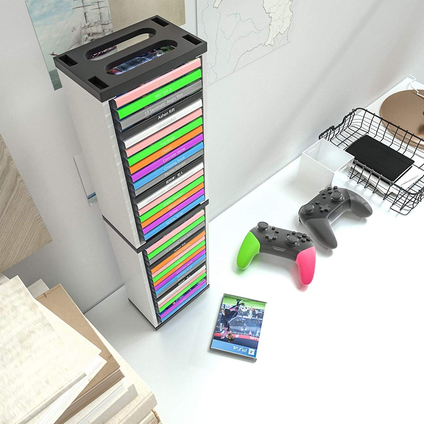 Wedorat for P5 Game Disc Card Box Storage Stand for P5 P4 Switch X-Box Games, Storage Tower for Switch, X-Box Series X/S Game Card Box Holder Vertical