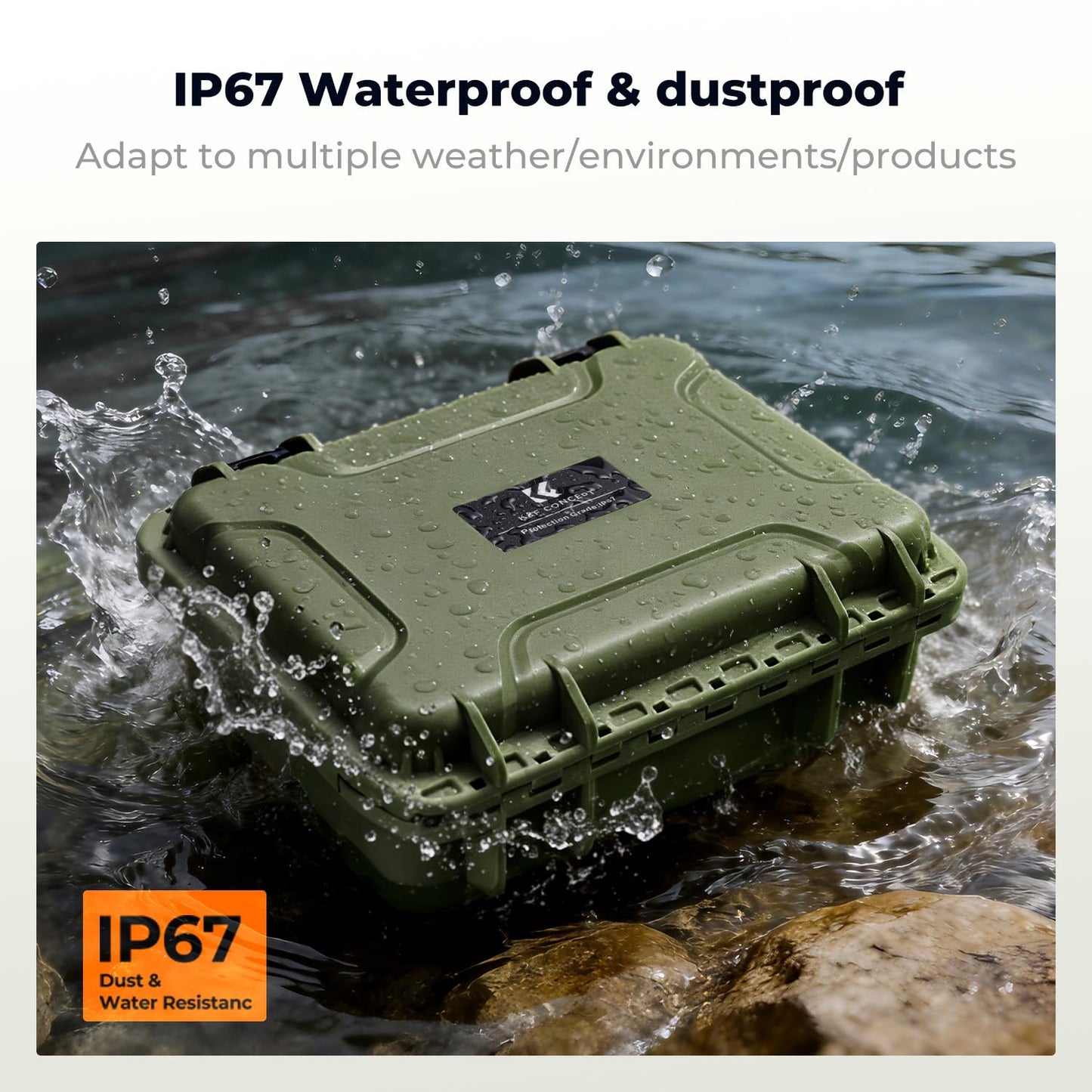 K&F CONCEPT Waterproof Hard Case, Portable Protective Camera Case, Customizable Foam Case Fit Use of Camera, Drones, Equipments -13.5x11.4x5.3inch