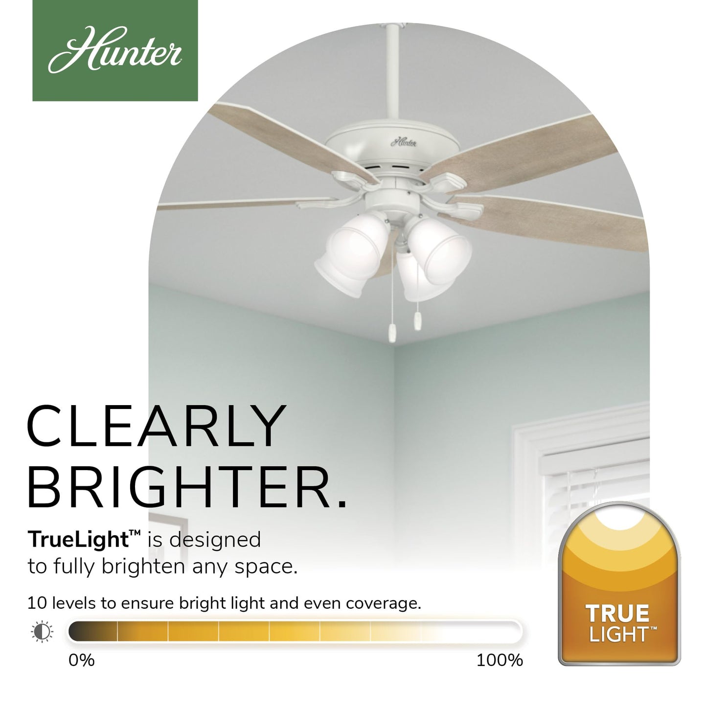 Hunter Amberlin, Indoor, Ceiling Fan, with LED Lights, 52 inch, Fresh White