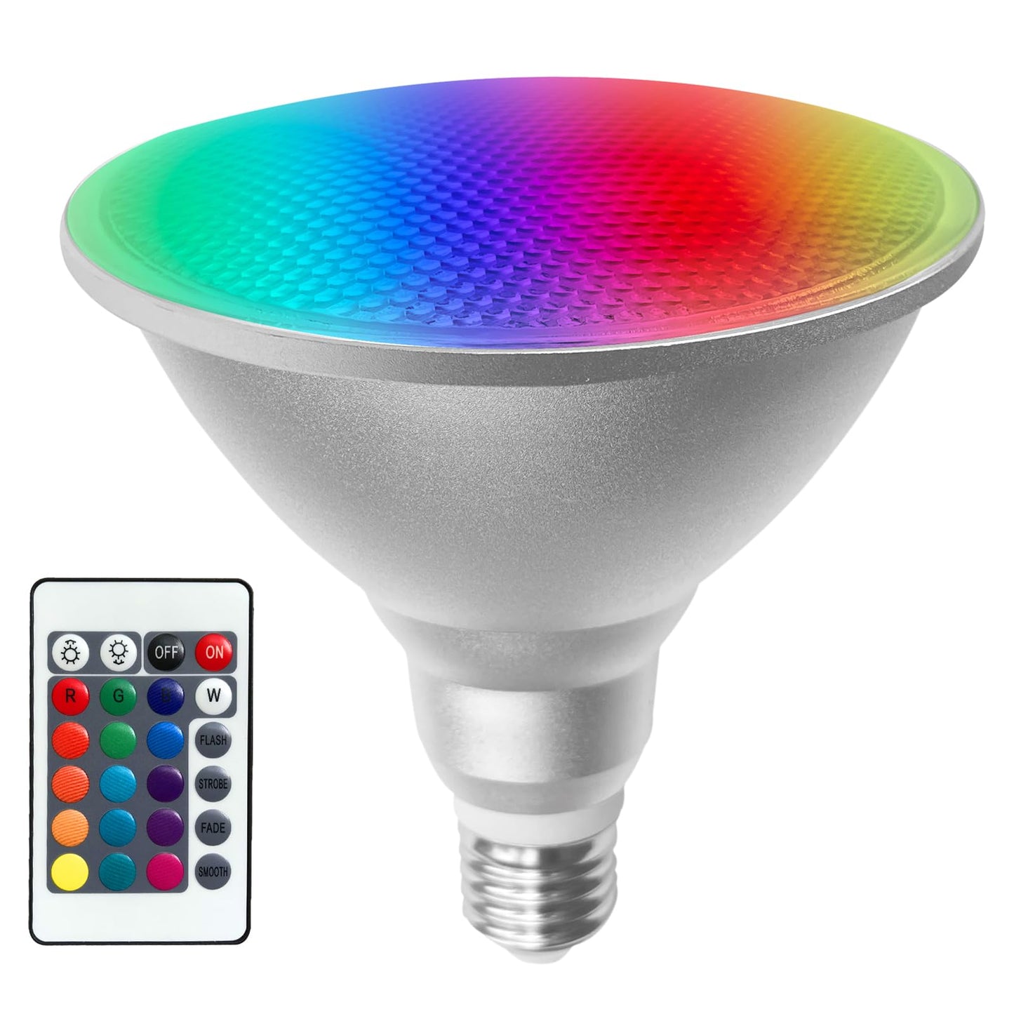 CUISANHOUSE Par38 Color Changing Flood Light Bulbs, Outdoor/Indoor Dimmable E26 30W LED Remote Control Bulb for Valentine's Day Home Party