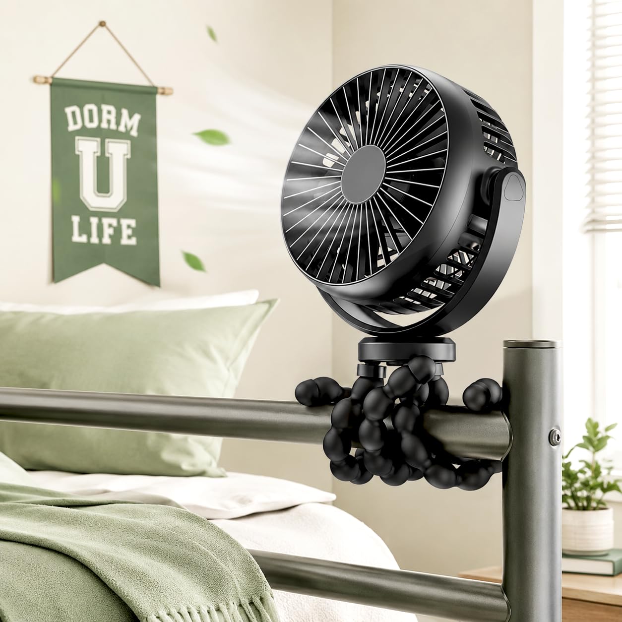 Portable Fan, 5200mAh USB Rechargeable Octopus Desk Fan with Flexible Legs