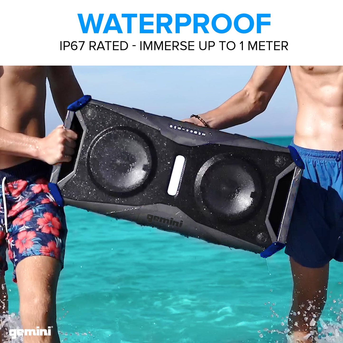 Gemini Sound SoundSplash 400W Floating Waterproof Wireless Bluetooth Speaker, LED Light Show, Dual 8” Woofers & NFC Pairing - Perfect for Pool