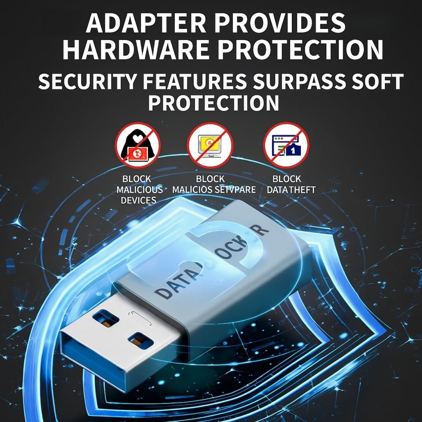 USB Data Blocker & USB C Data Blocker (4 Kinds), USB Type A & Type C Data Blocker Only for Charging, Provide Safe Charging Refuse Hacking, Protect