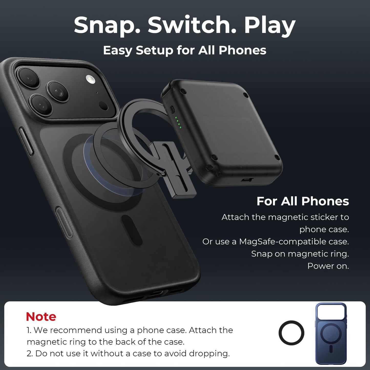 abxylute M4 Snap-On Mobile Gaming Controller for Android & iPhone, Switch 1&2, Portable Bluetooth Controller, Pocket-Sized Retro Arcade Phone Gamepad